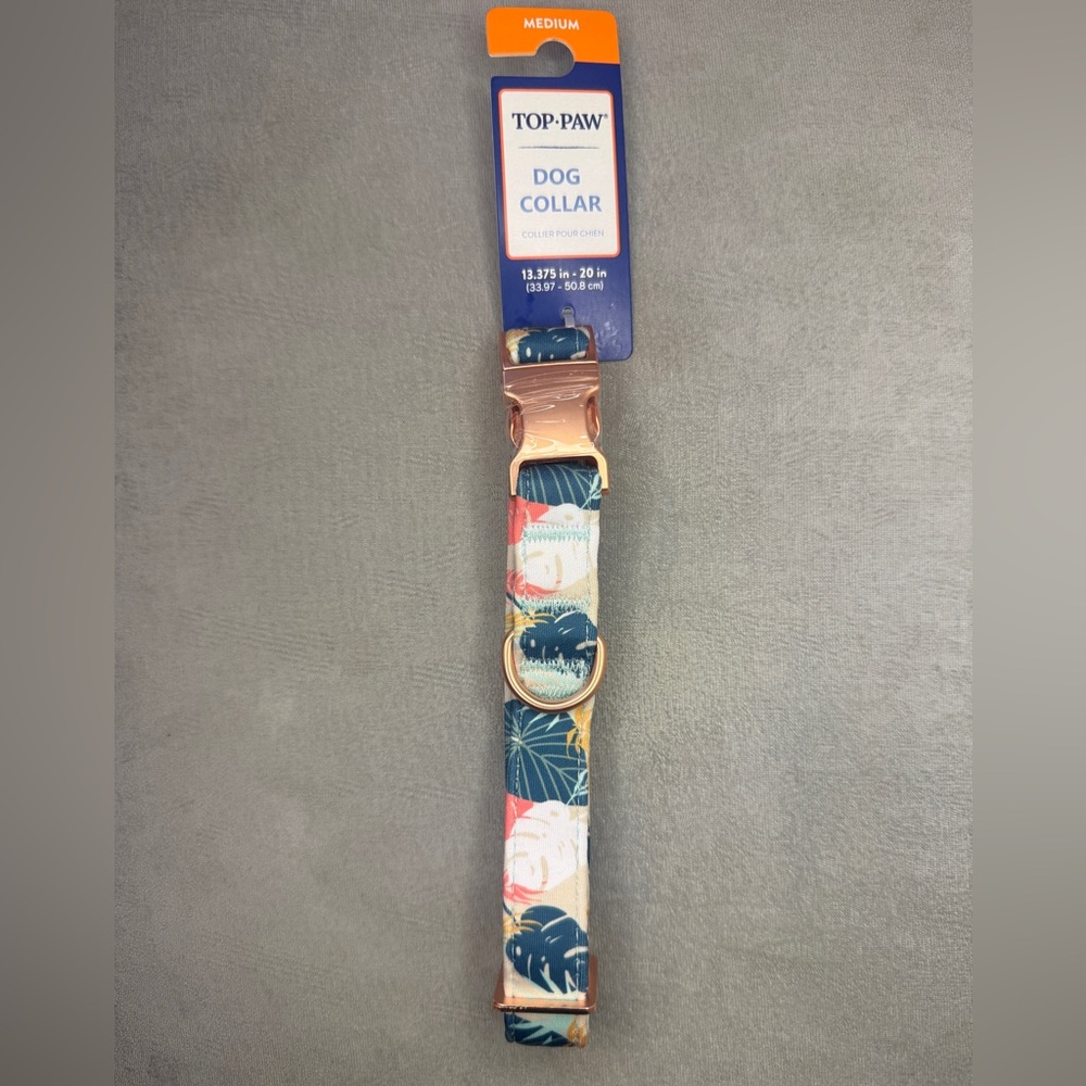 Dog Collar, Tropical Leaves Design, Size Medium — Top Paw - Picture 2 of 13